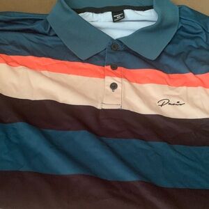 Aris Men's Polo Shirt - Blue, Coral, and White Stripes